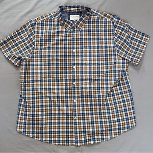 Men’s Racing‎ Green Blue And Gold Chequers Short Sleeve Shirt Size XL